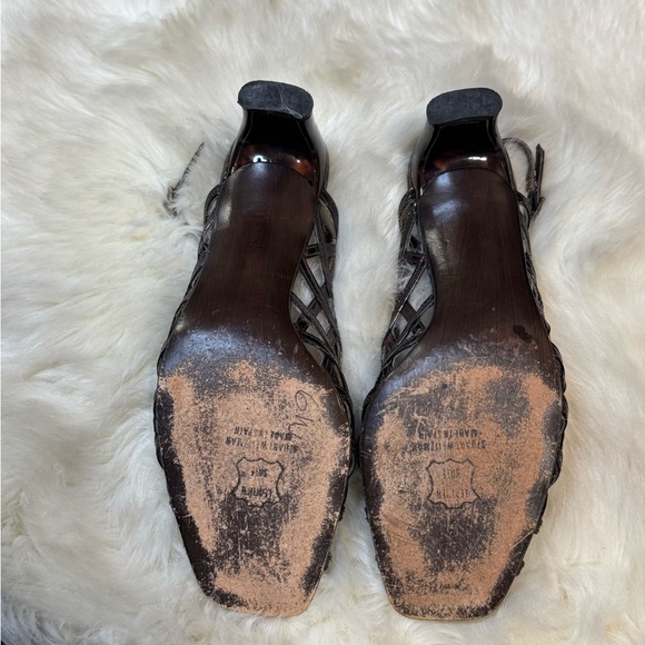 STUART WEITZMAN TORTOISE "TANGLE" PATENT SANDALS Shoes Strappy Size‎ 8 Summer - Picture 5 of 10